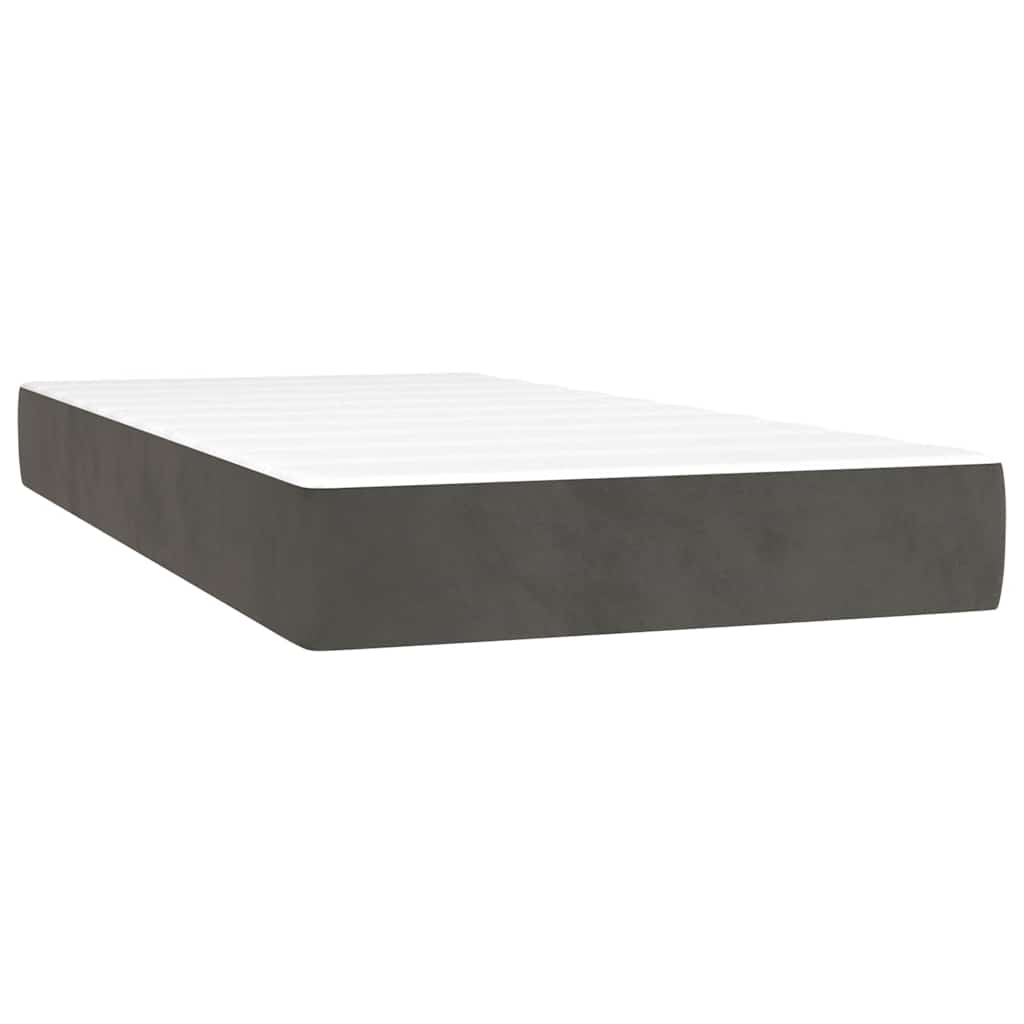 vidaXL Łóżko kontynentalne z materacem i LED, ciemnoszare, 120x190 cm