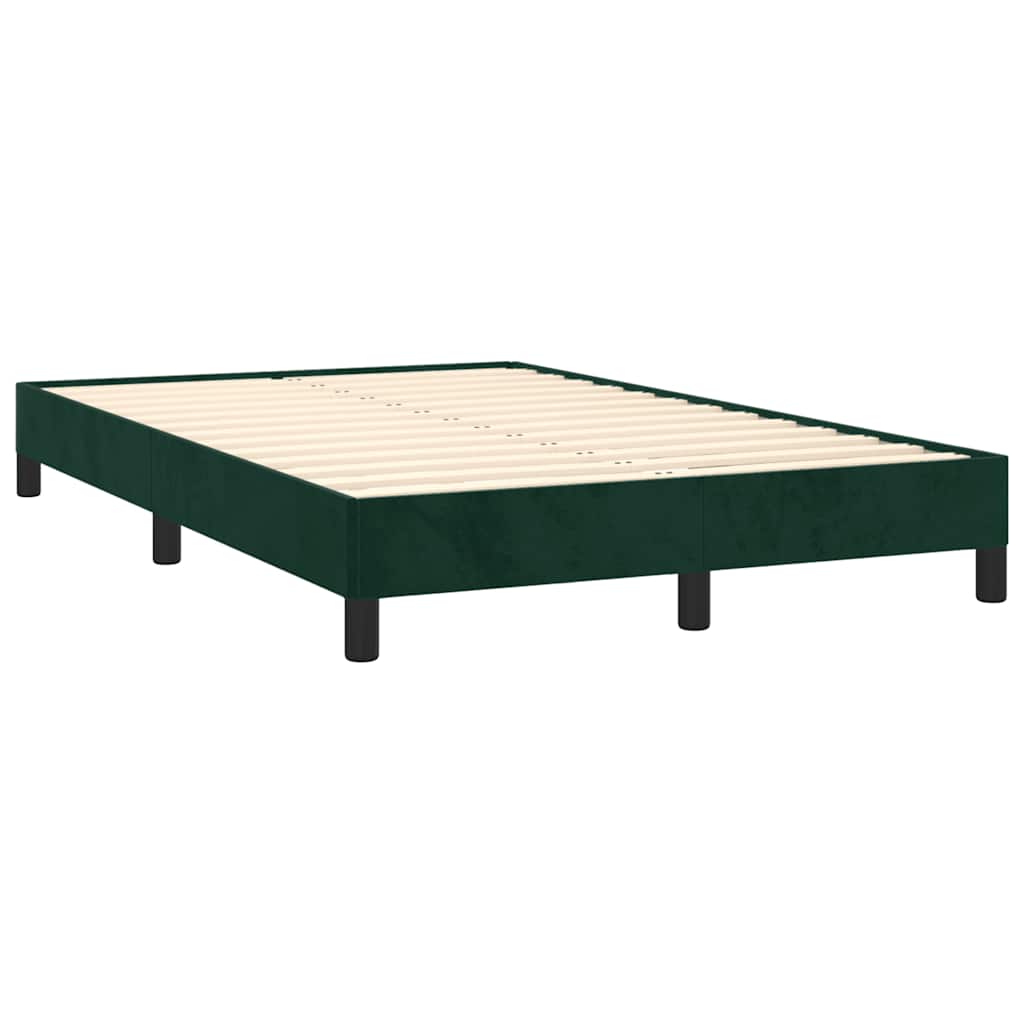 vidaXL Łóżko kontynentalne z materacem i LED, ciemna zieleń, 120x190cm