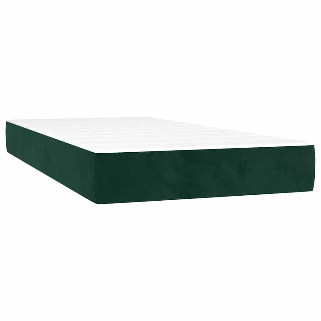 vidaXL Łóżko kontynentalne z materacem i LED, ciemna zieleń, 120x190cm