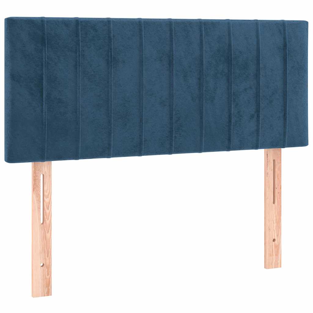vidaXL Łóżko kontynentalne z materacem i LED, granatowe, 120x190 cm