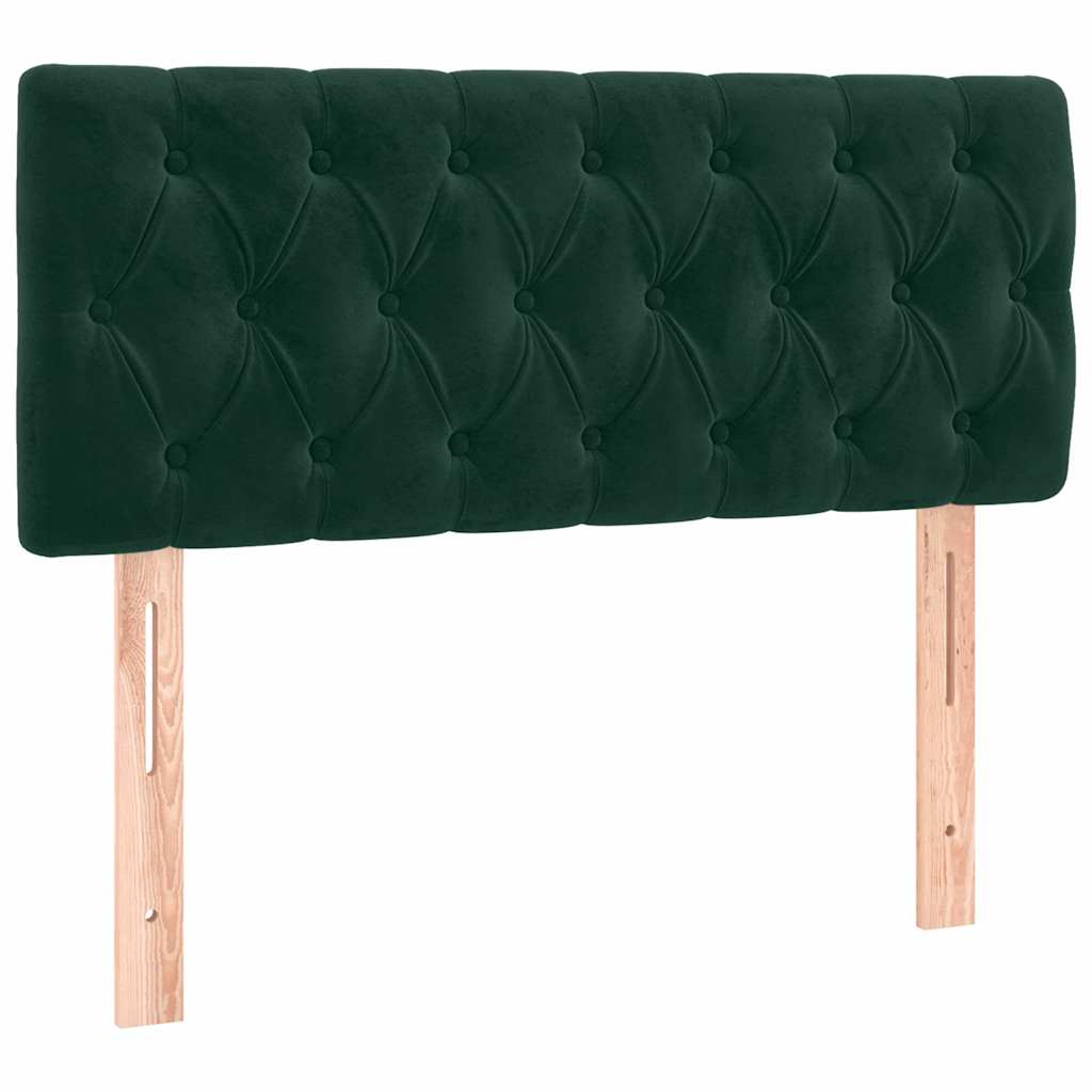 vidaXL Łóżko kontynentalne z materacem i LED, ciemnozielone, 120x190cm