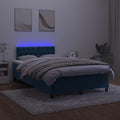 vidaXL Łóżko kontynentalne z materacem i LED, granatowe, 120x190 cm
