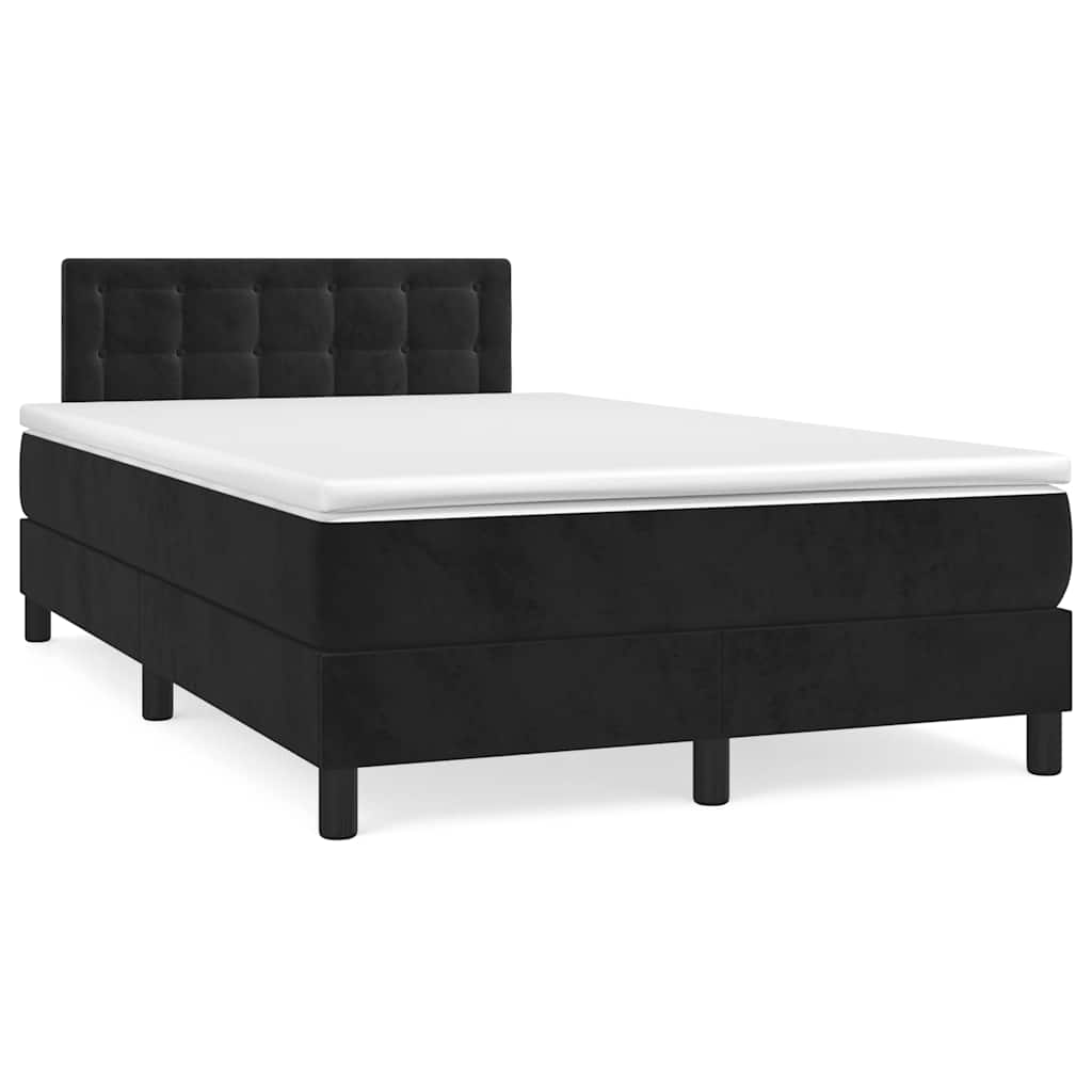 vidaXL Łóżko kontynentalne z materacem i LED, czarne, 120x190 cm