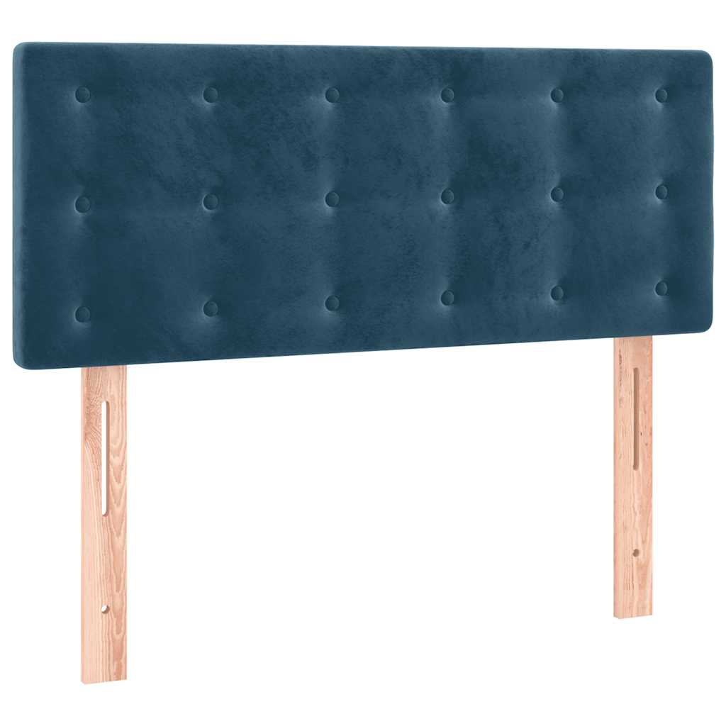 vidaXL Łóżko kontynentalne z materacem i LED, granatowe, 120x190 cm
