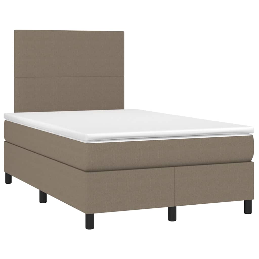 vidaXL Łóżko kontynentalne z materacem, taupe, 120x190 cm, tkanina