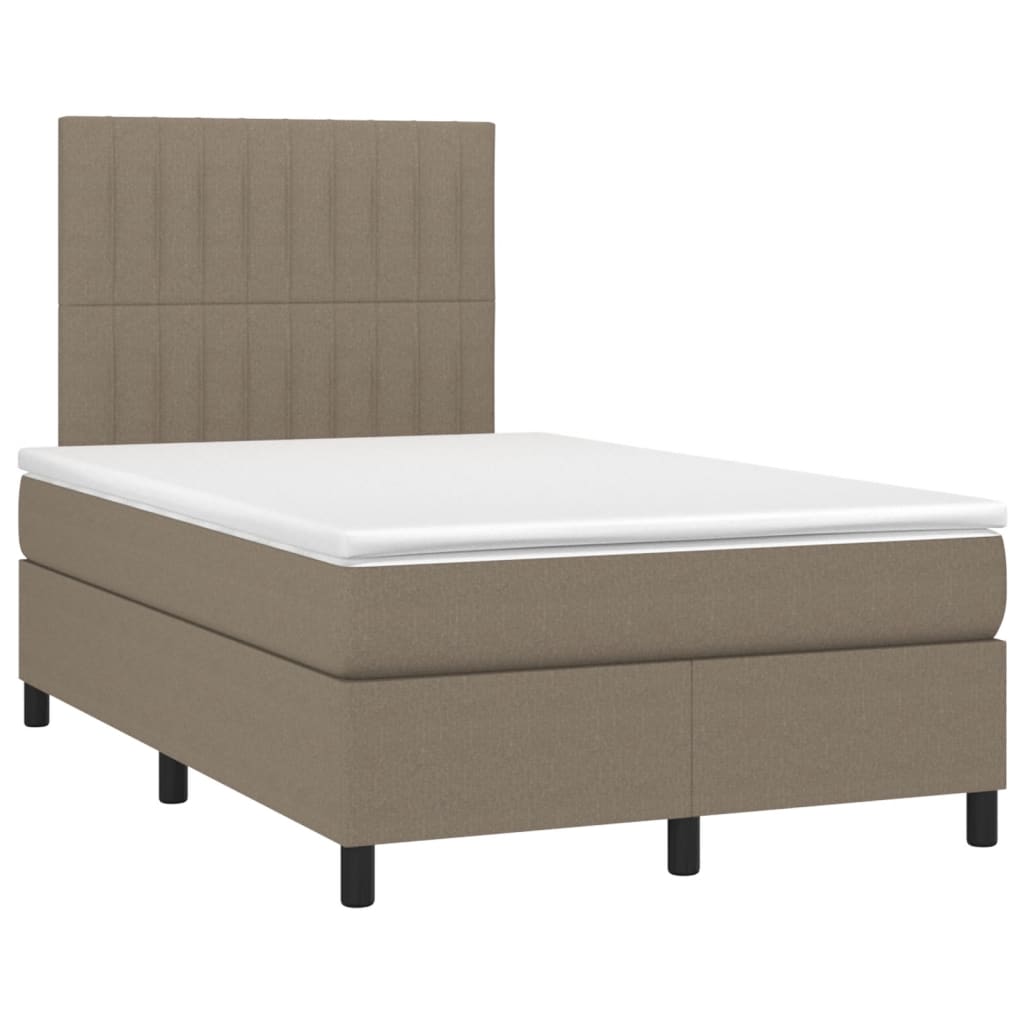 vidaXL Łóżko kontynentalne z materacem, taupe, 120x190 cm, tkanina