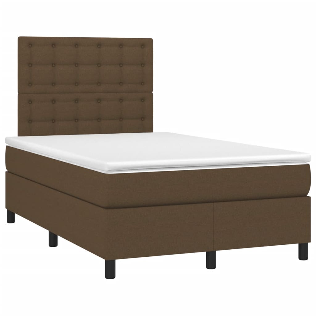vidaXL Łóżko kontynentalne z materacem, brązowe, 120x190 cm, tkanina