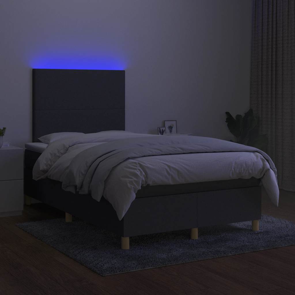 vidaXL Łóżko kontynentalne z materacem, ciemnoszara tkanina, 120x190cm
