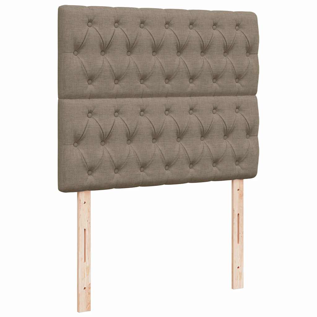 vidaXL Łóżko kontynentalne z materacem, taupe, 120x190 cm, tkanina