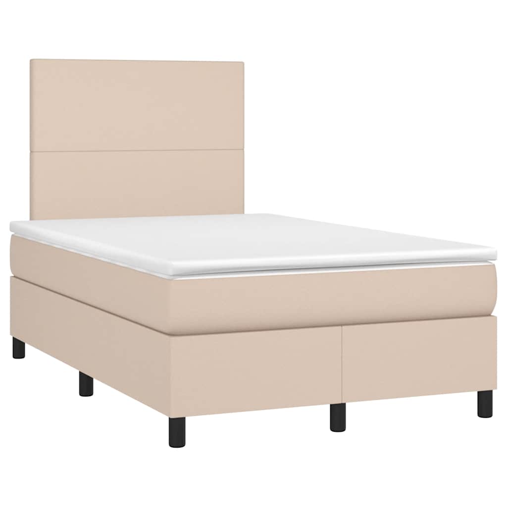 vidaXL Łóżko kontynentalne z materacem i LED, cappuccino, 120x190 cm