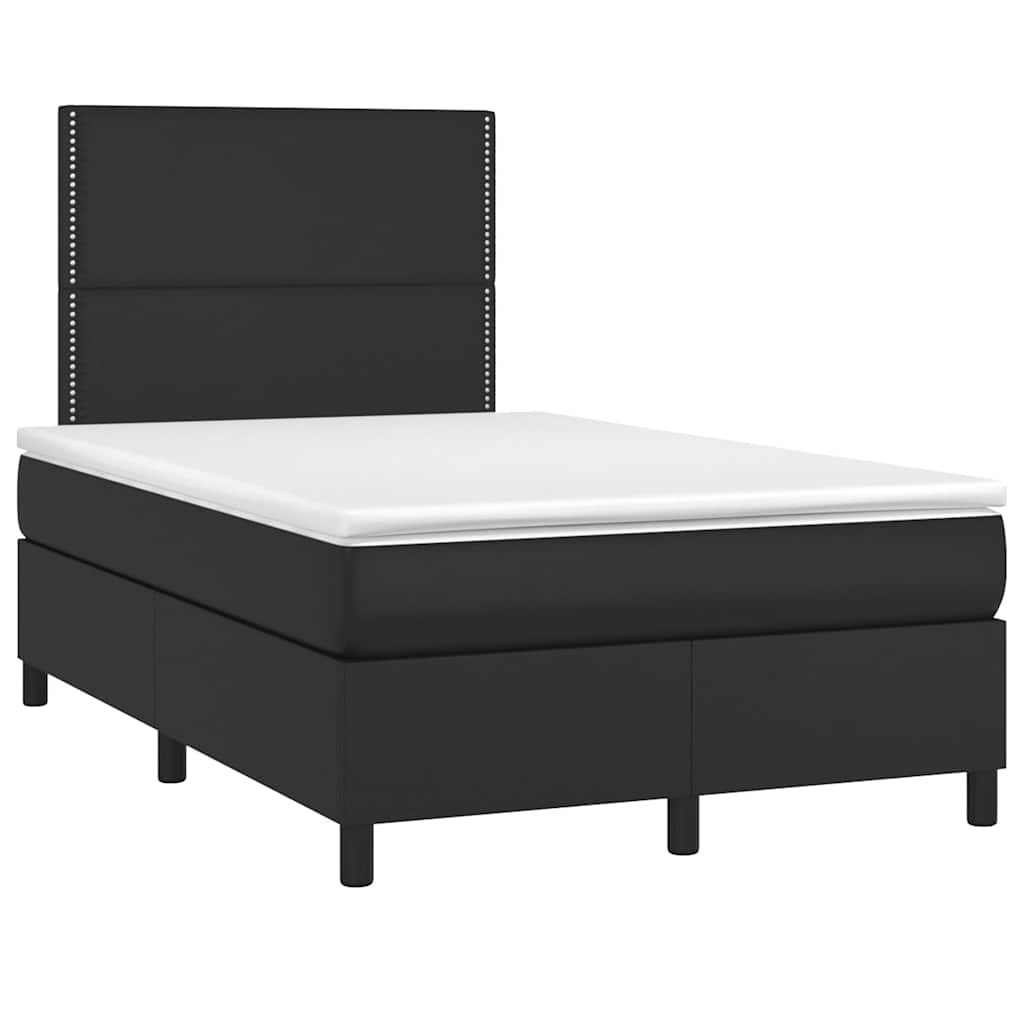 vidaXL Łóżko kontynentalne z materacem i LED, czarne, 120x190 cm