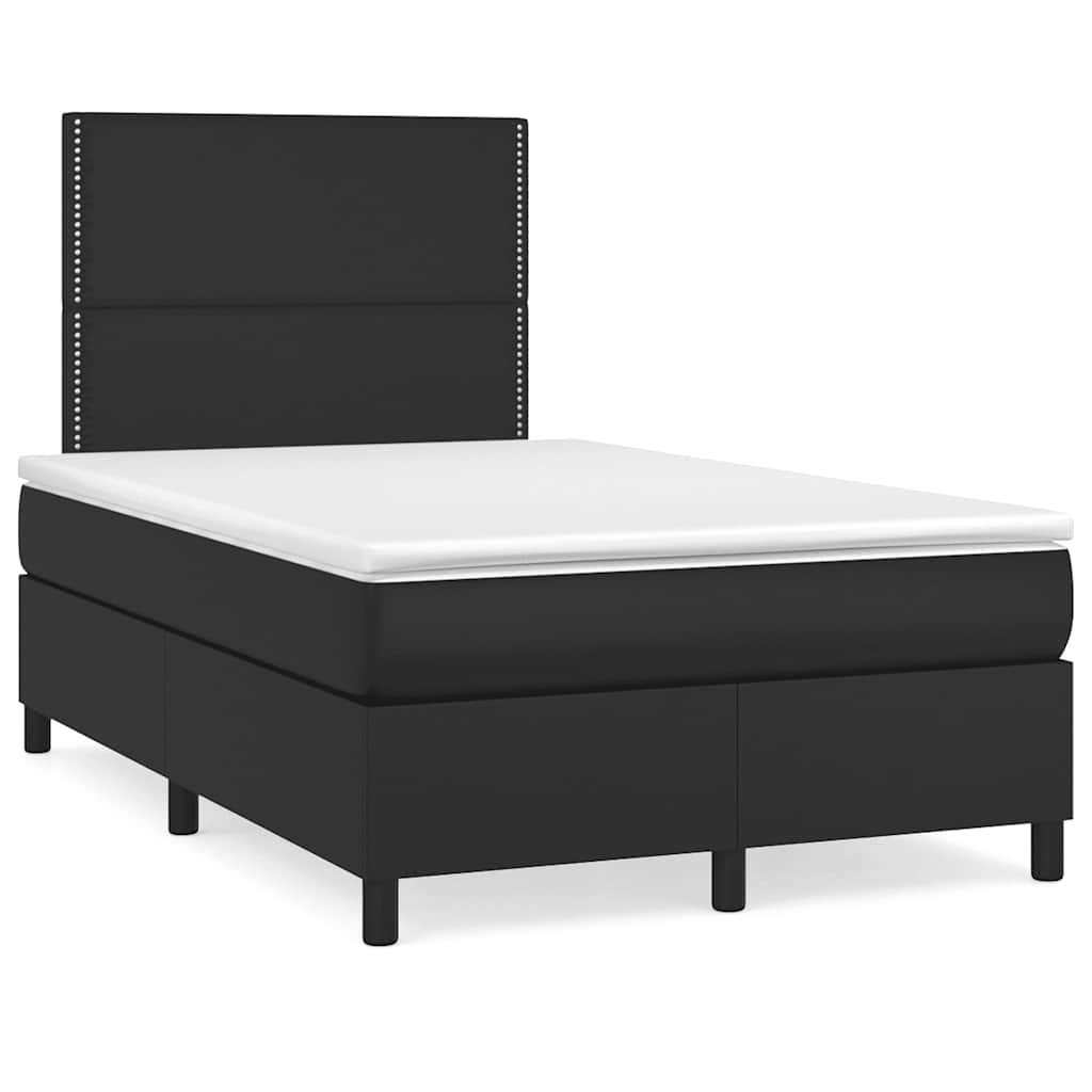 vidaXL Łóżko kontynentalne z materacem i LED, czarne, 120x190 cm