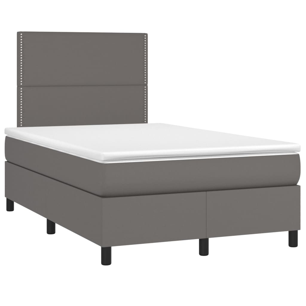 vidaXL Łóżko kontynentalne z materacem i LED, szare, 120x190 cm