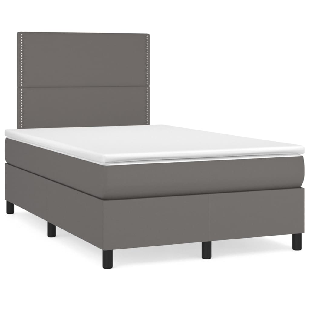 vidaXL Łóżko kontynentalne z materacem i LED, szare, 120x190 cm