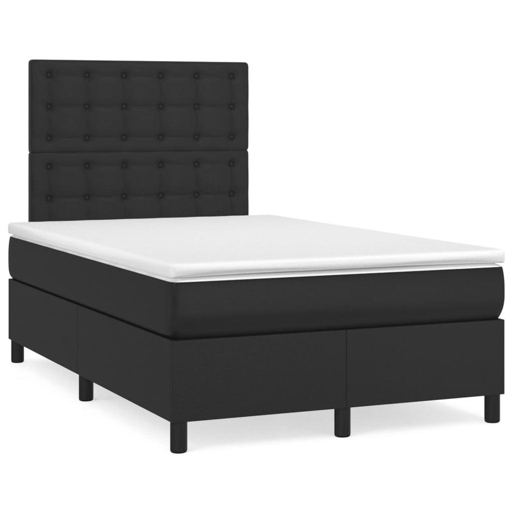 vidaXL Łóżko kontynentalne z materacem i LED, czarne, 120x190 cm