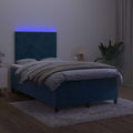 vidaXL Łóżko kontynentalne z materacem i LED, granatowe, 120x190 cm