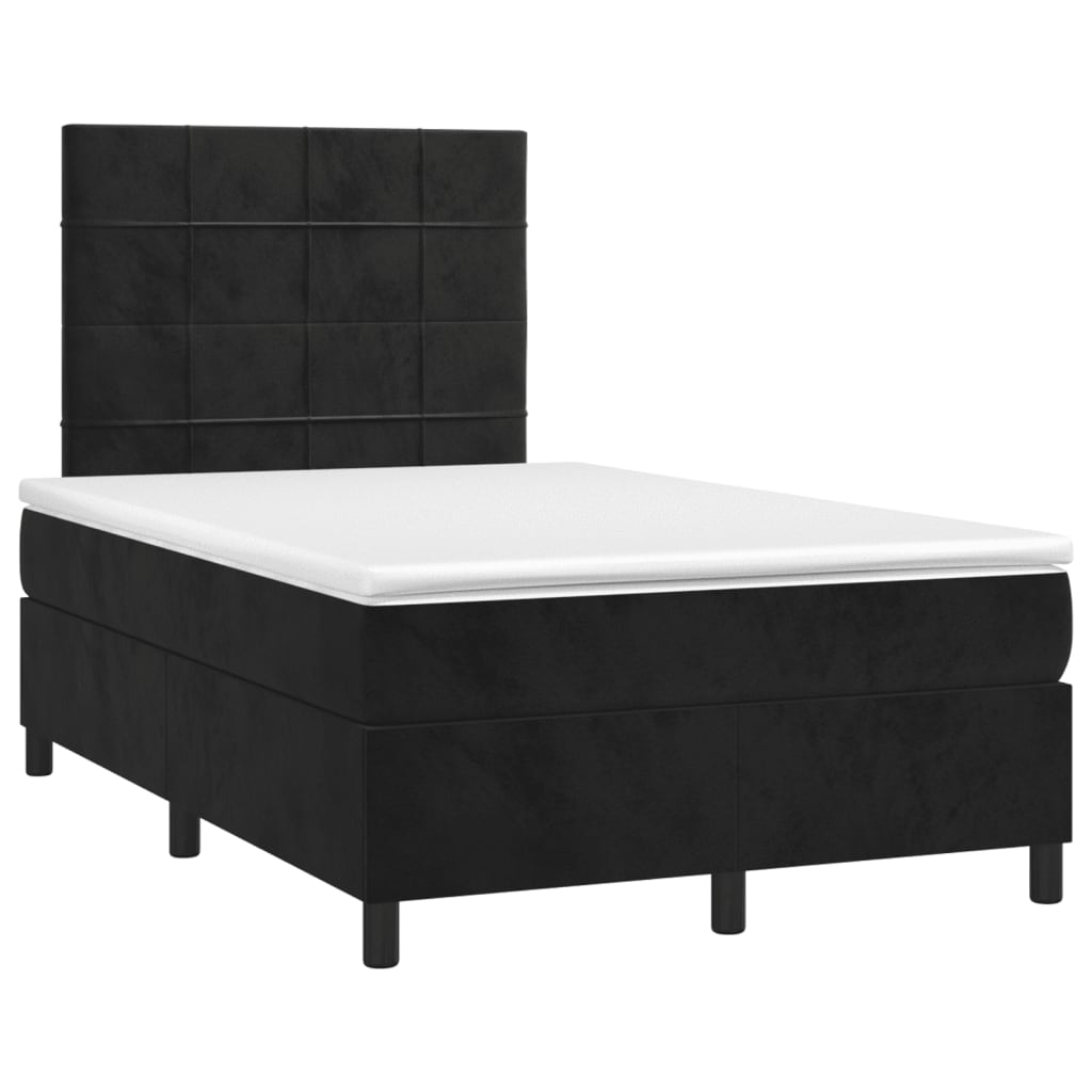 vidaXL Łóżko kontynentalne z materacem i LED, czarne, 120x190 cm