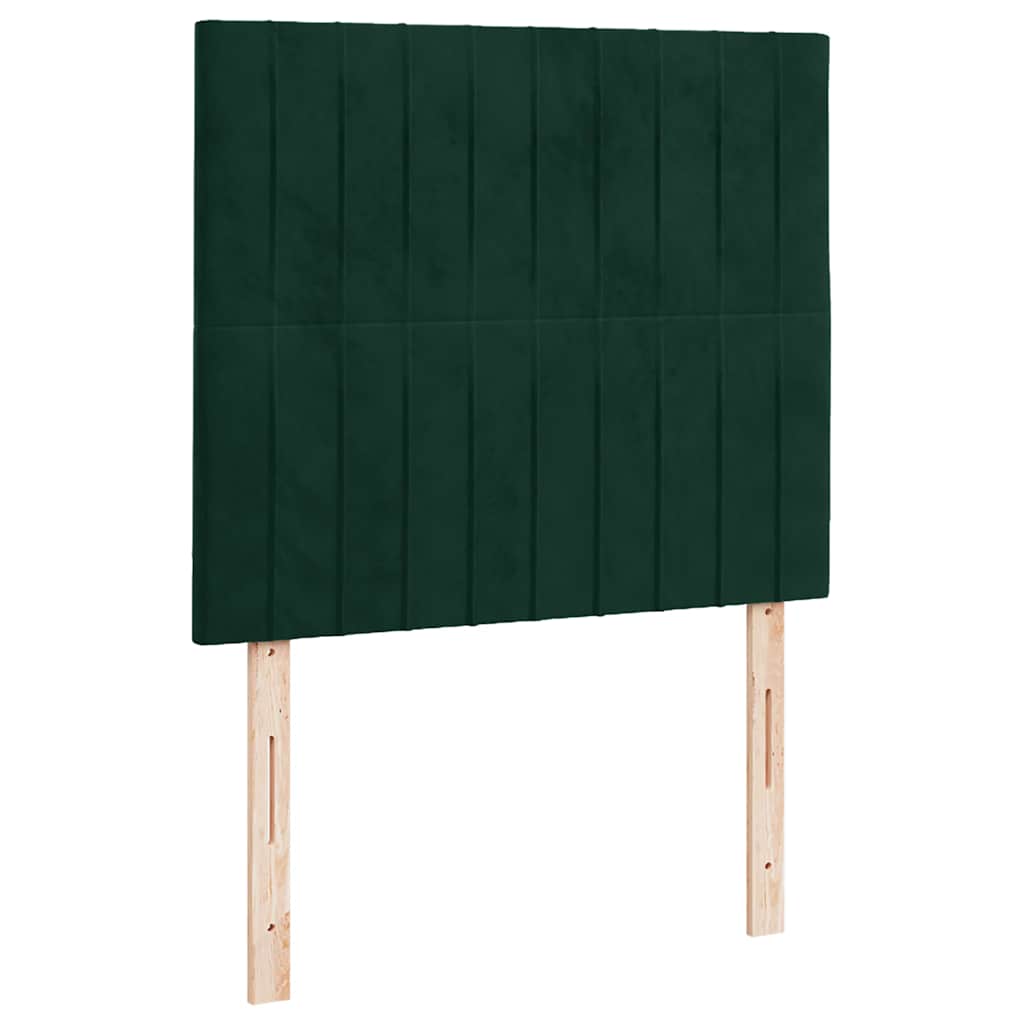 vidaXL Łóżko kontynentalne z materacem i LED, ciemnozielone, 120x190cm