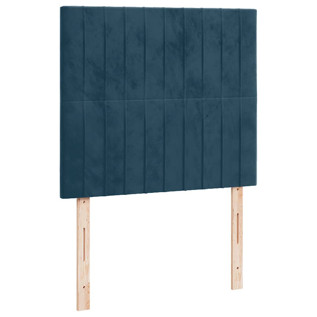 vidaXL Łóżko kontynentalne z materacem i LED, granatowe, 120x190 cm