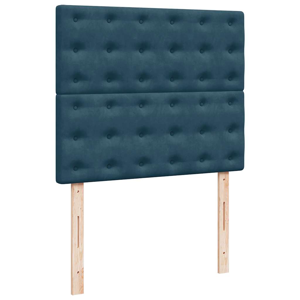 vidaXL Łóżko kontynentalne z materacem i LED, granatowe, 120x190 cm