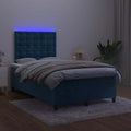 vidaXL Łóżko kontynentalne z materacem i LED, granatowe, 120x190 cm