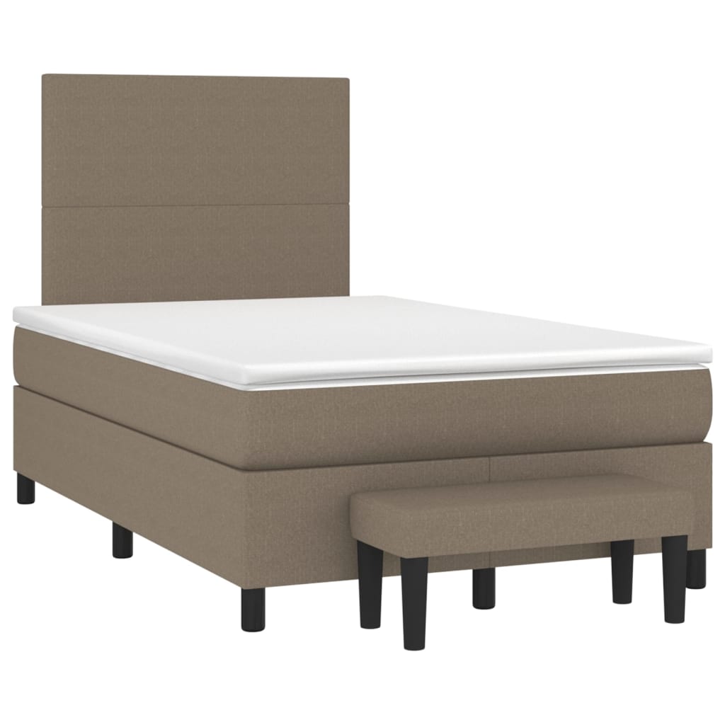vidaXL Łóżko kontynentalne z materacem, taupe, 120x190 cm, tkanina