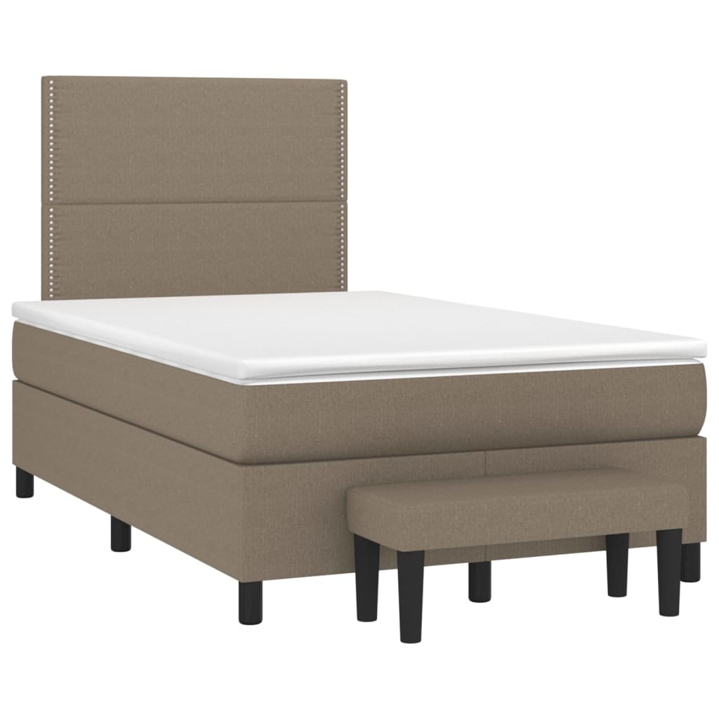 vidaXL Łóżko kontynentalne z materacem, taupe, 120x190 cm, tkanina