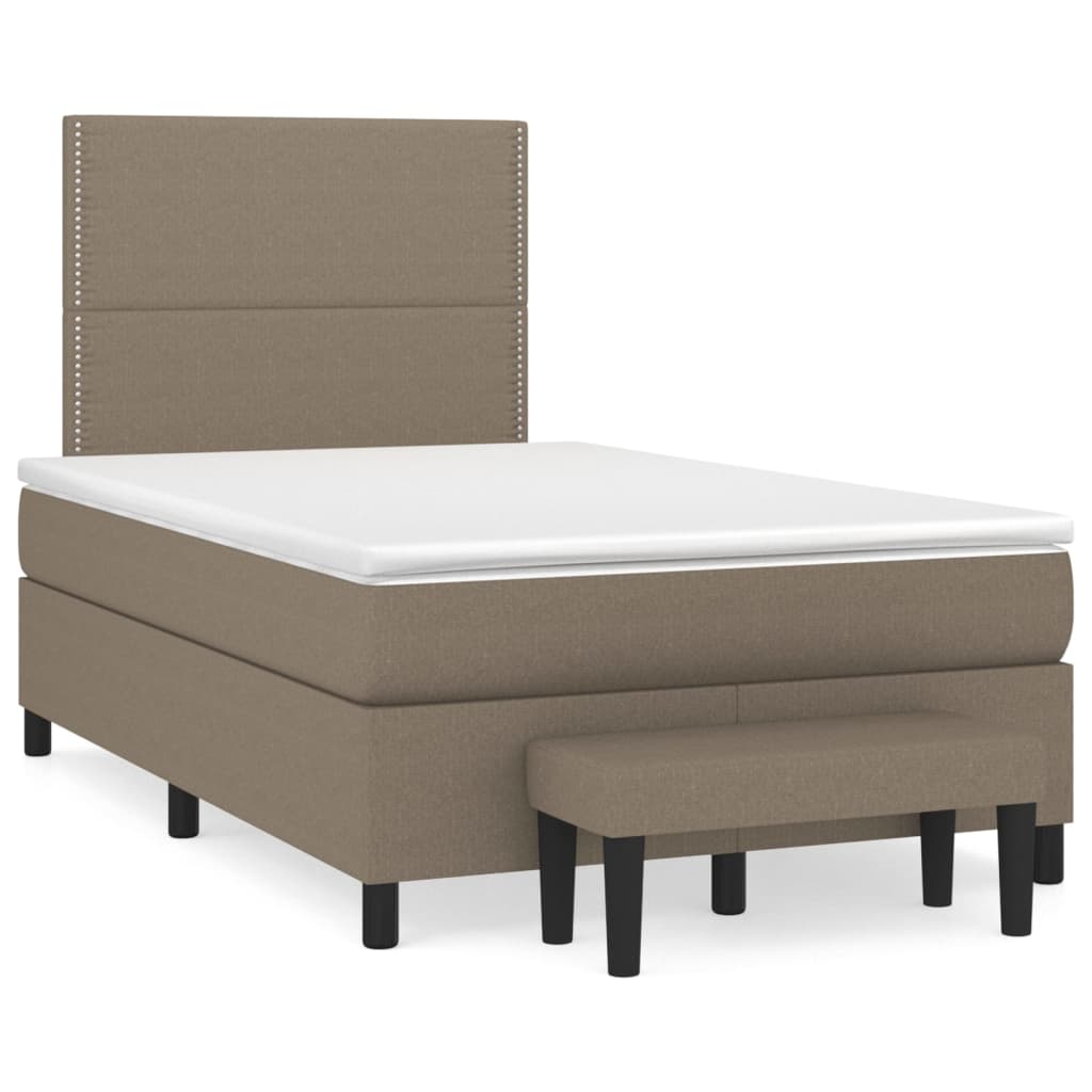 vidaXL Łóżko kontynentalne z materacem, taupe, 120x190 cm, tkanina