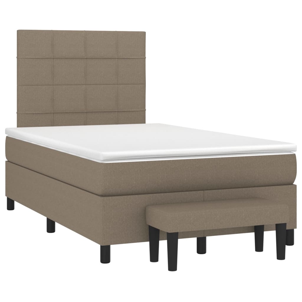vidaXL Łóżko kontynentalne z materacem, taupe, 120x190 cm, tkanina