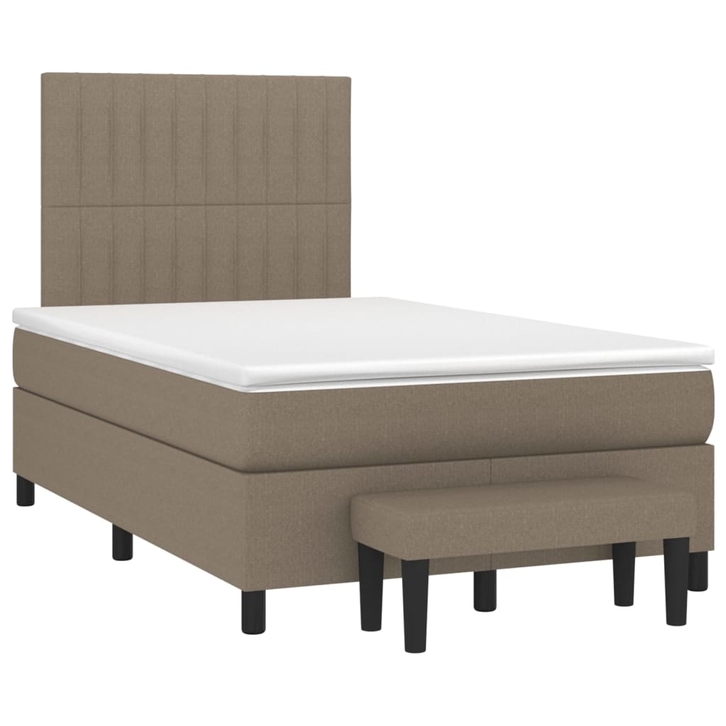 vidaXL Łóżko kontynentalne z materacem, taupe, 120x190 cm, tkanina