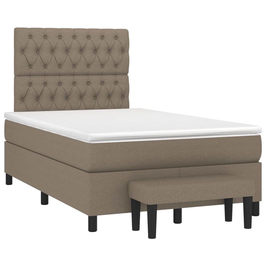 vidaXL Łóżko kontynentalne z materacem, taupe, 120x190 cm, tkanina
