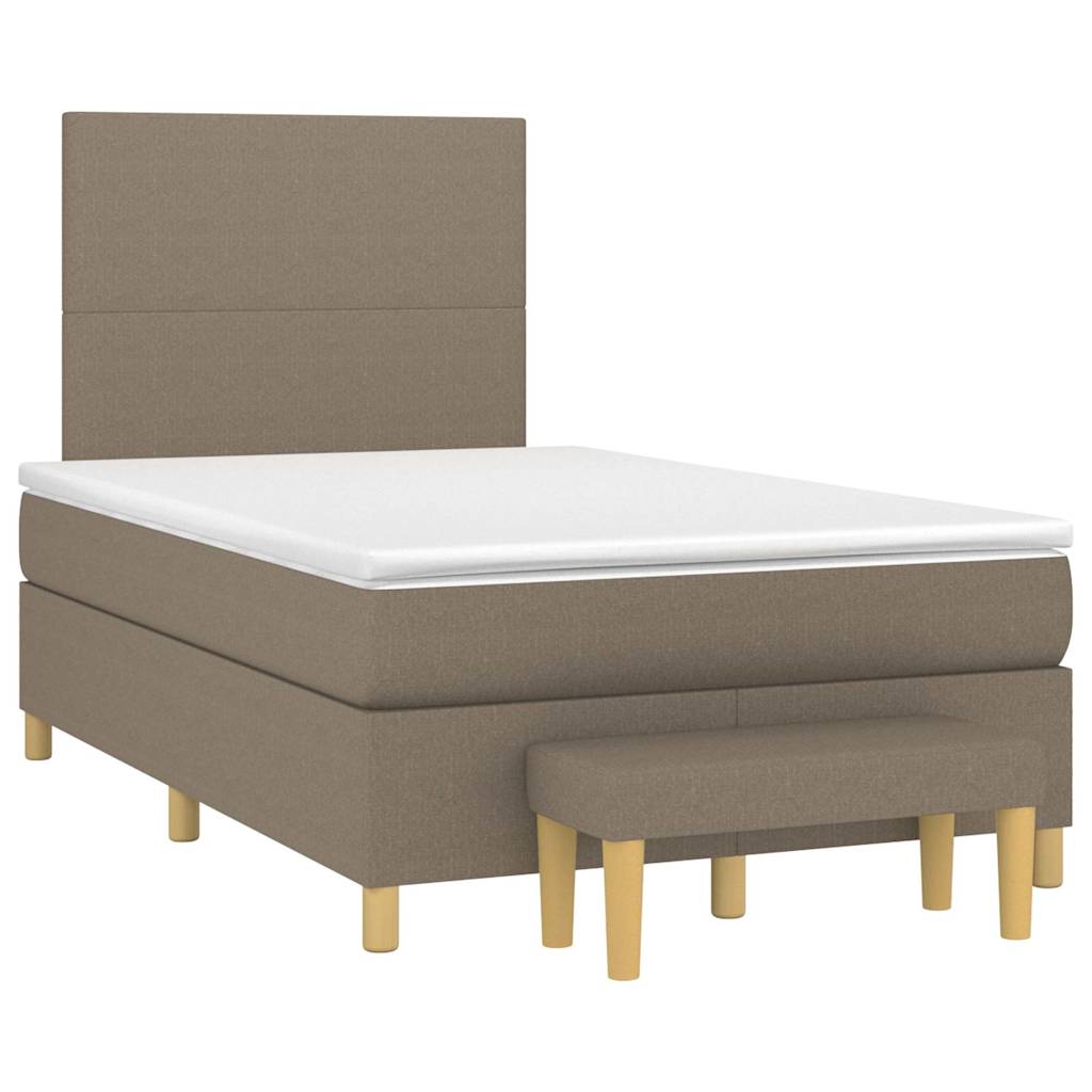 vidaXL Łóżko kontynentalne z materacem, taupe, 120x190 cm, tkanina