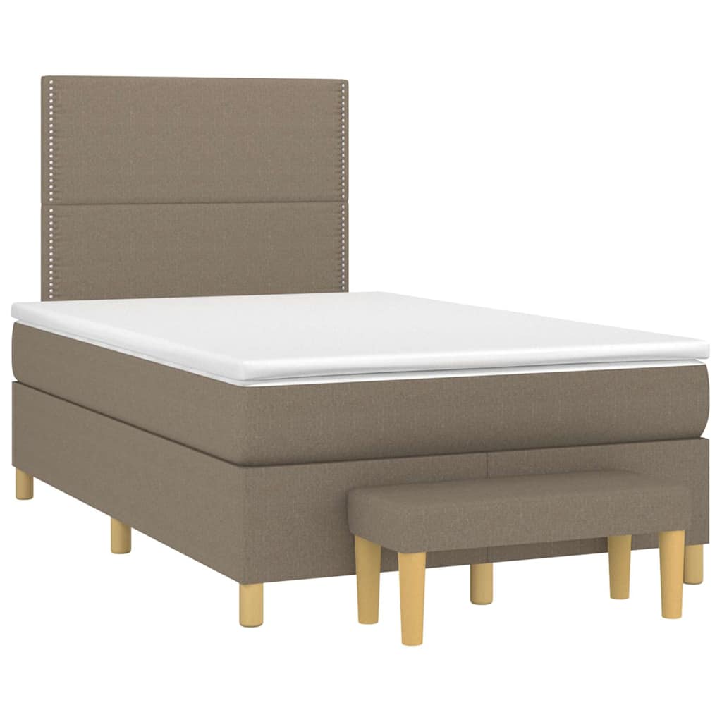 vidaXL Łóżko kontynentalne z materacem, taupe, 120x190 cm, tkanina