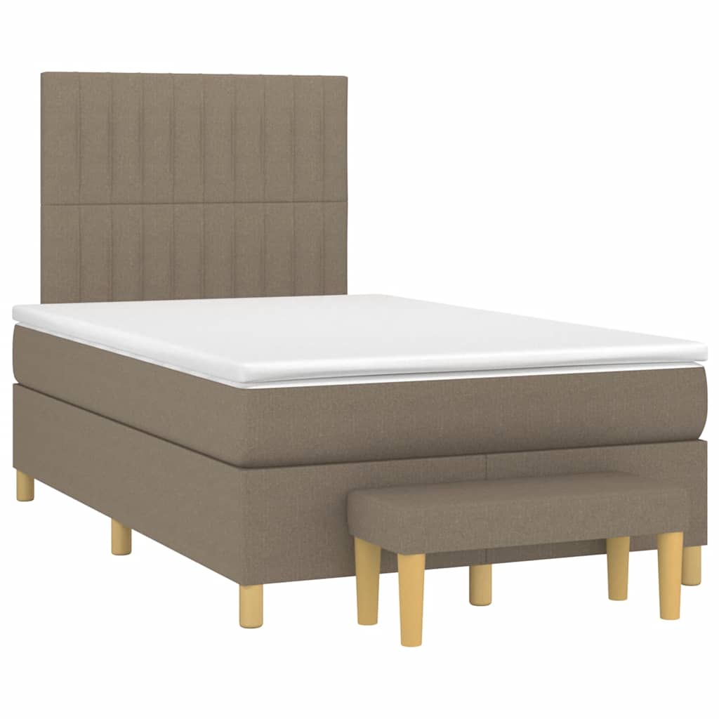 vidaXL Łóżko kontynentalne z materacem, taupe, 120x190 cm, tkanina