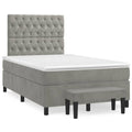 vidaXL Łóżko kontynentalne z materacem, jasnoszare, 120x190cm, aksamit