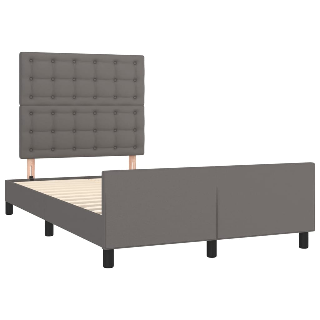 vidaXL Rama łóżka bez materaca szara 120x190 cm Skóra ekologiczna