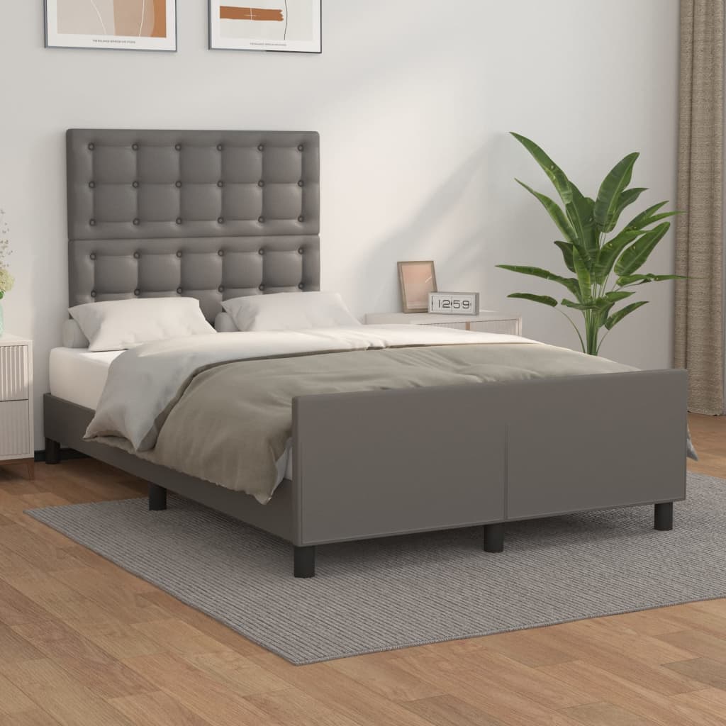 vidaXL Rama łóżka bez materaca szara 120x190 cm Skóra ekologiczna