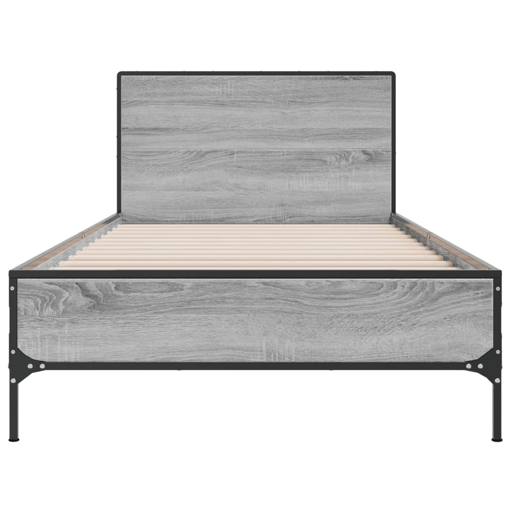 vidaXL Rama łóżka, szary dąb sonoma, 100x200cm materiał drewnopochodny