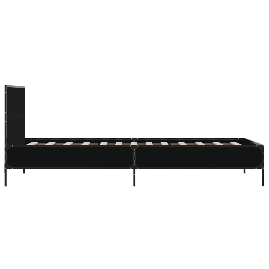 vidaXL Rama łóżka, czarna, 90x190 cm, materiał drewnopochodny i metal