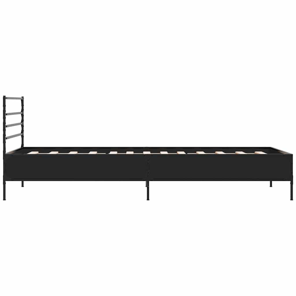 vidaXL Rama łóżka, czarna, 100x200 cm, materiał drewnopochodny i metal