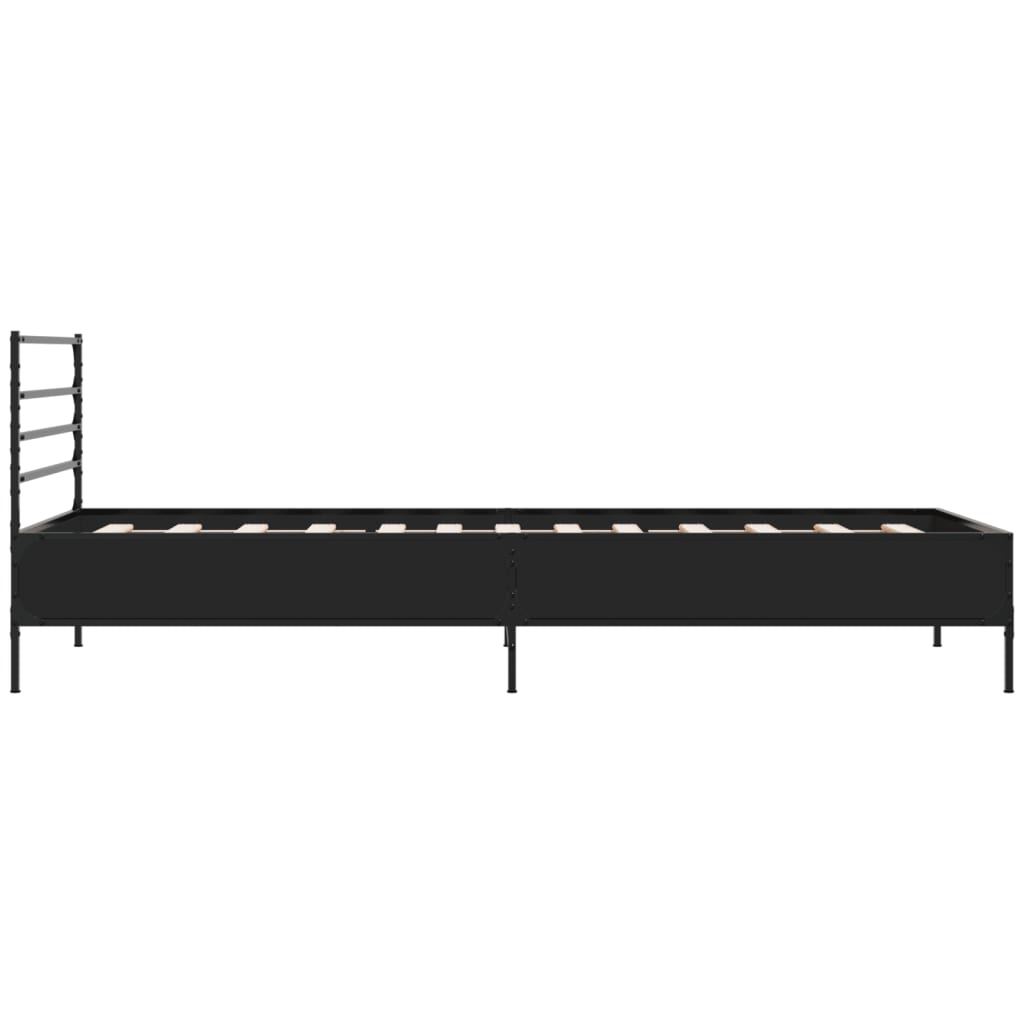 vidaXL Rama łóżka, czarna, 90x190 cm, materiał drewnopochodny i metal