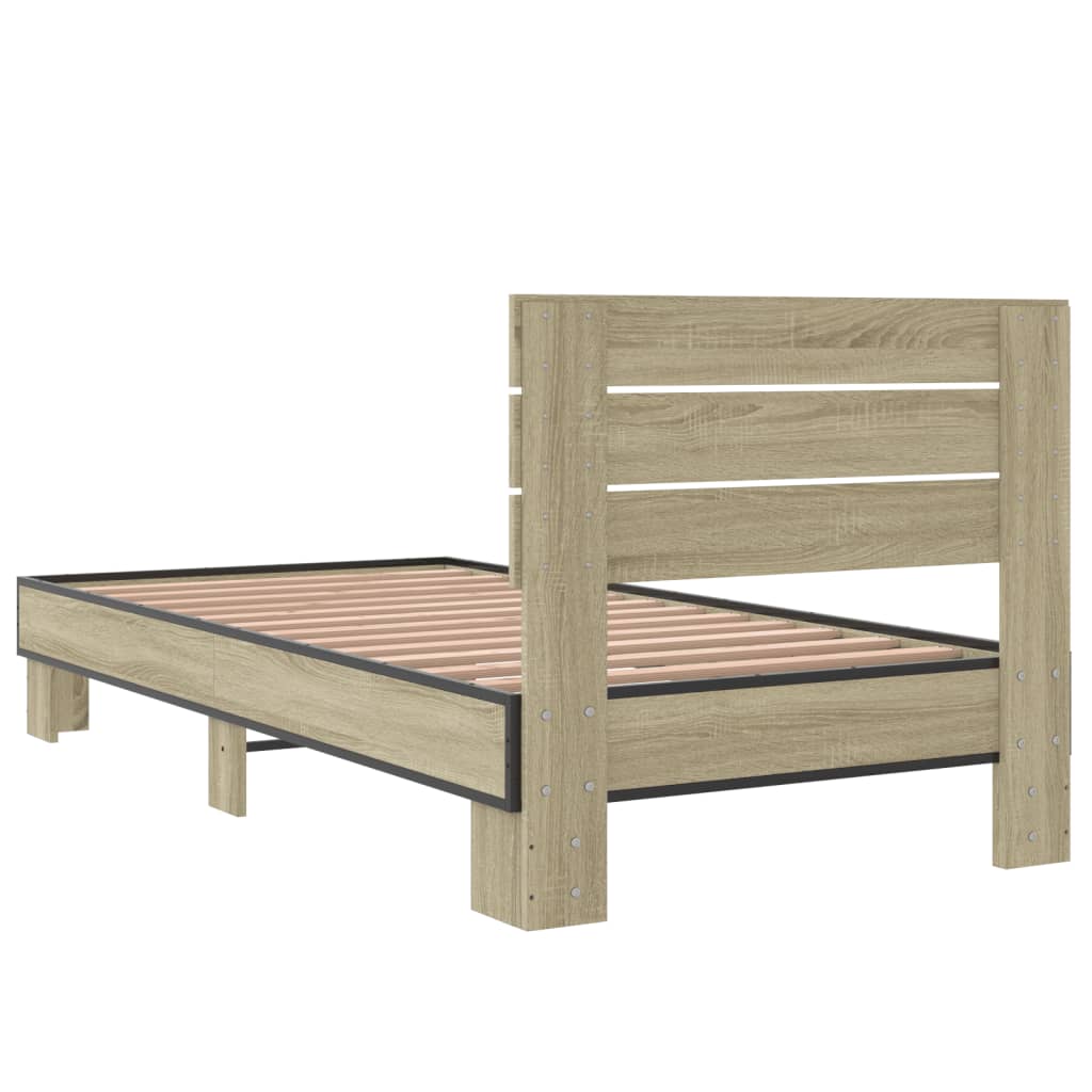 vidaXL Rama łóżka, dąb sonoma, 90x190 cm, materiał drewnopochodny