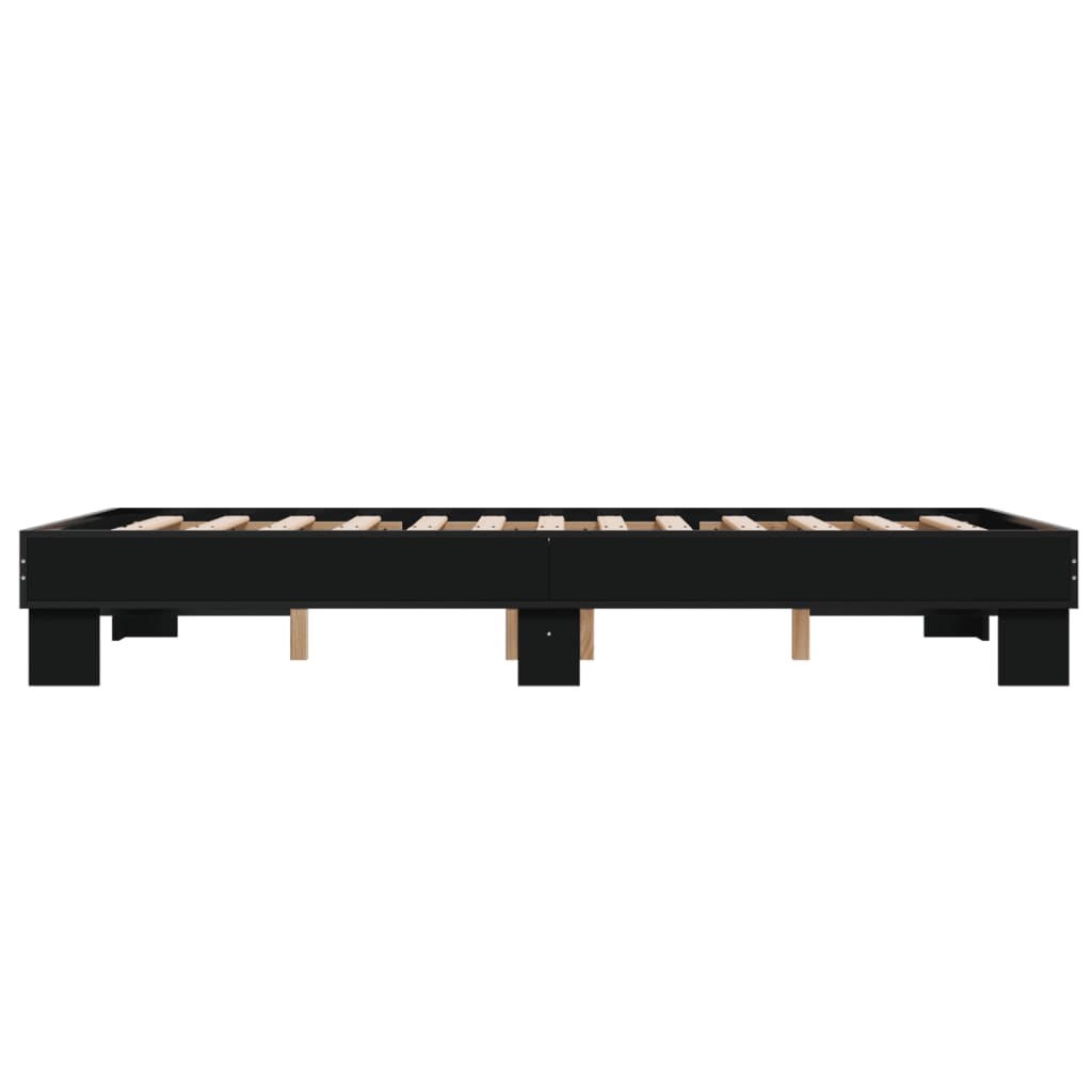 vidaXL Rama łóżka, czarna, 120x200 cm, materiał drewnopochodny i metal