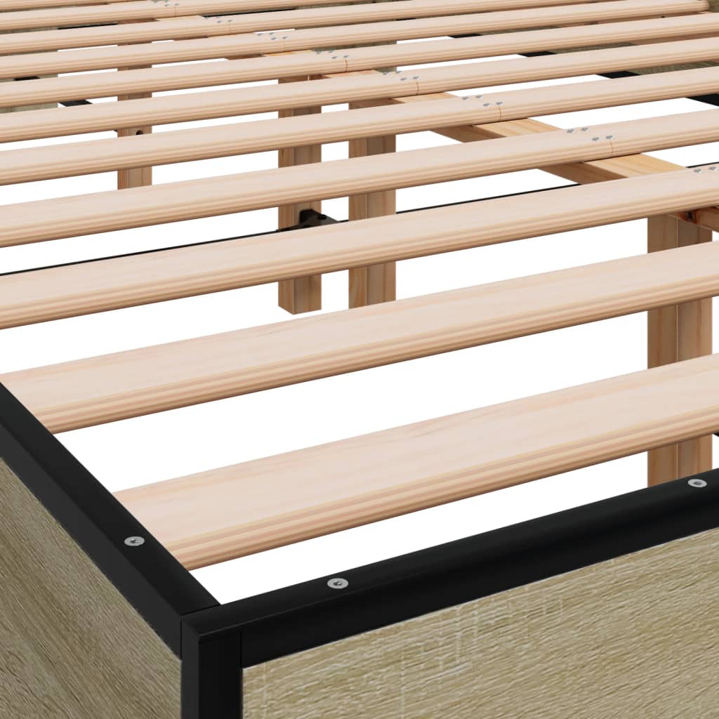 vidaXL Rama łóżka, dąb sonoma, 120x200 cm, materiał drewnopochodny