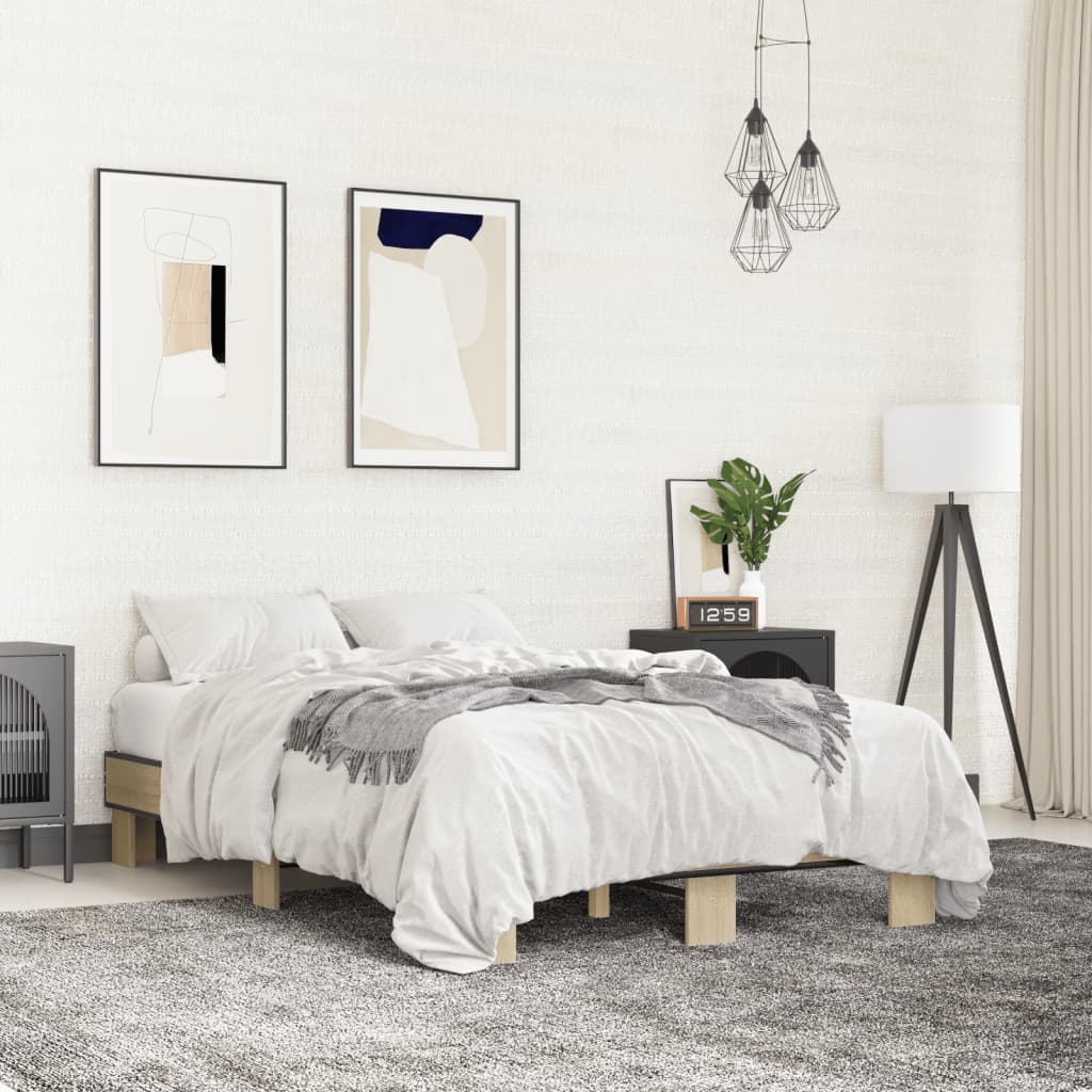 vidaXL Rama łóżka, dąb sonoma, 120x200 cm, materiał drewnopochodny