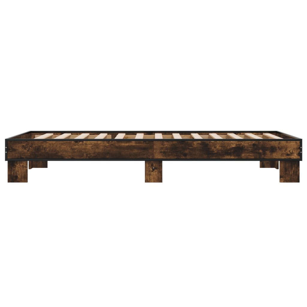 vidaXL Rama łóżka, przydymiony dąb, 75x190 cm, materiał drewnopochodny
