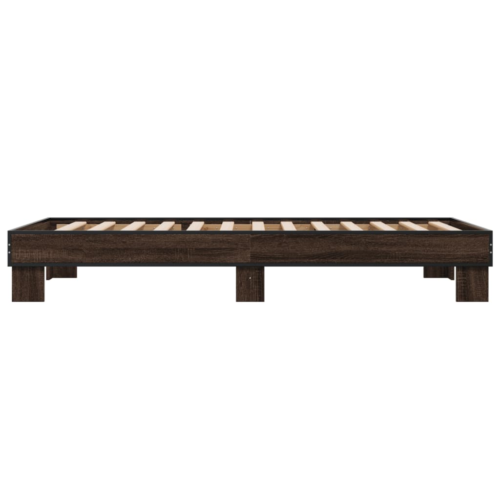 vidaXL Rama łóżka, brązowy dąb, 75x190 cm, materiał drewnopochodny
