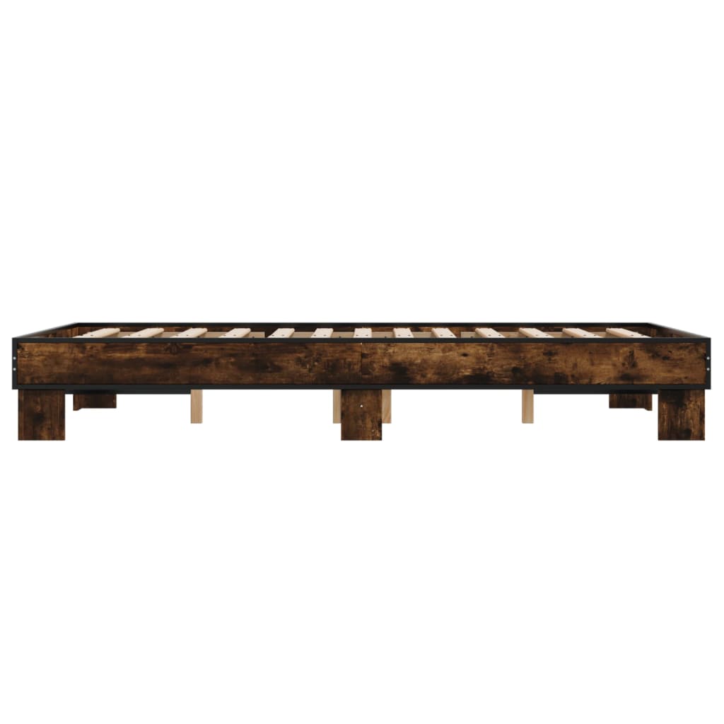 vidaXL Rama łóżka, brązowy dąb, 135x190 cm, materiał drewnopochodny