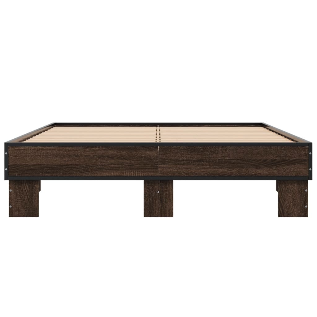 vidaXL Rama łóżka, brązowy dąb, 140x190 cm, materiał drewnopochodny