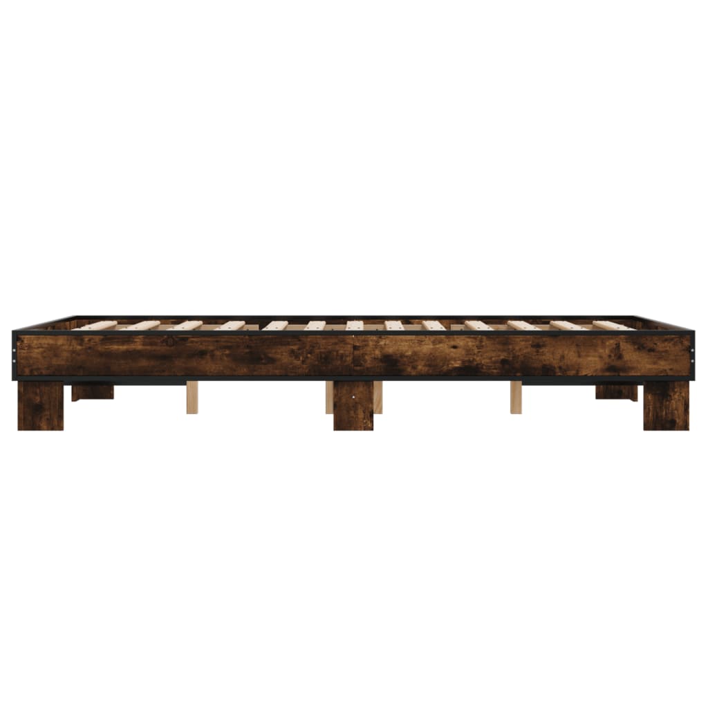 vidaXL Rama łóżka, brązowy dąb, 140x190 cm, materiał drewnopochodny